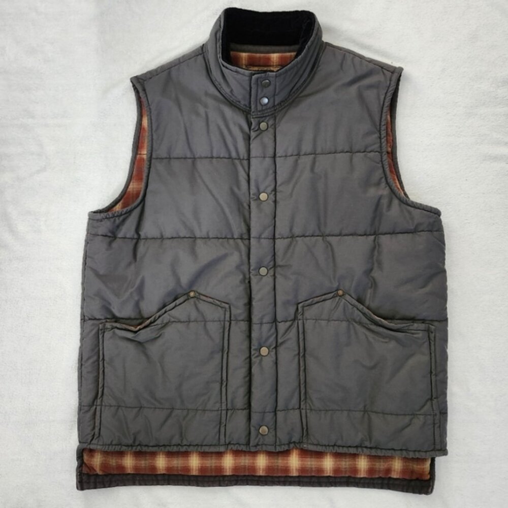 OLD NAVY Men's‎ Vintage Snap Button Insulated Vest XL Grey Brown Fall Warm Cozy